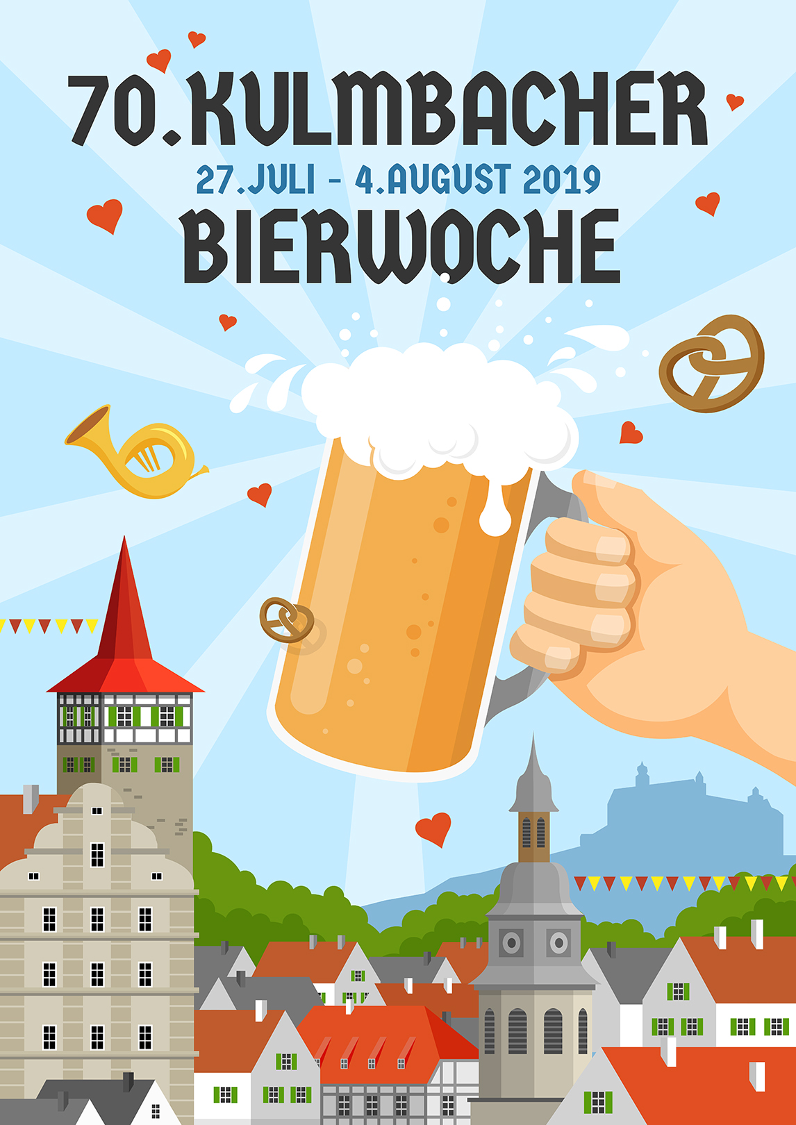 Plakatmotiv 2019: Ein Prosit auf die 70. Kulmbacher Bierwoche